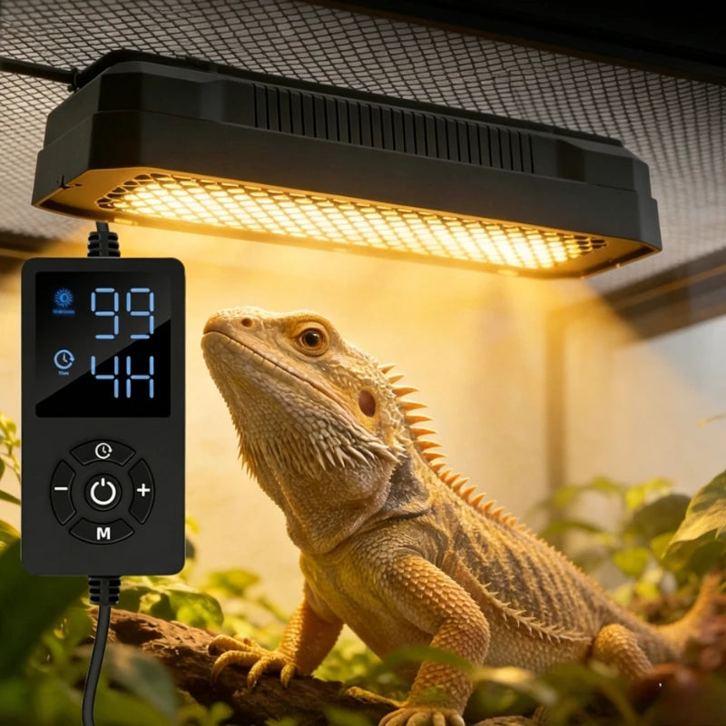 Adjustable Reptile UVA/UVB LED Terrarium Light with Timer – 5W & 10W