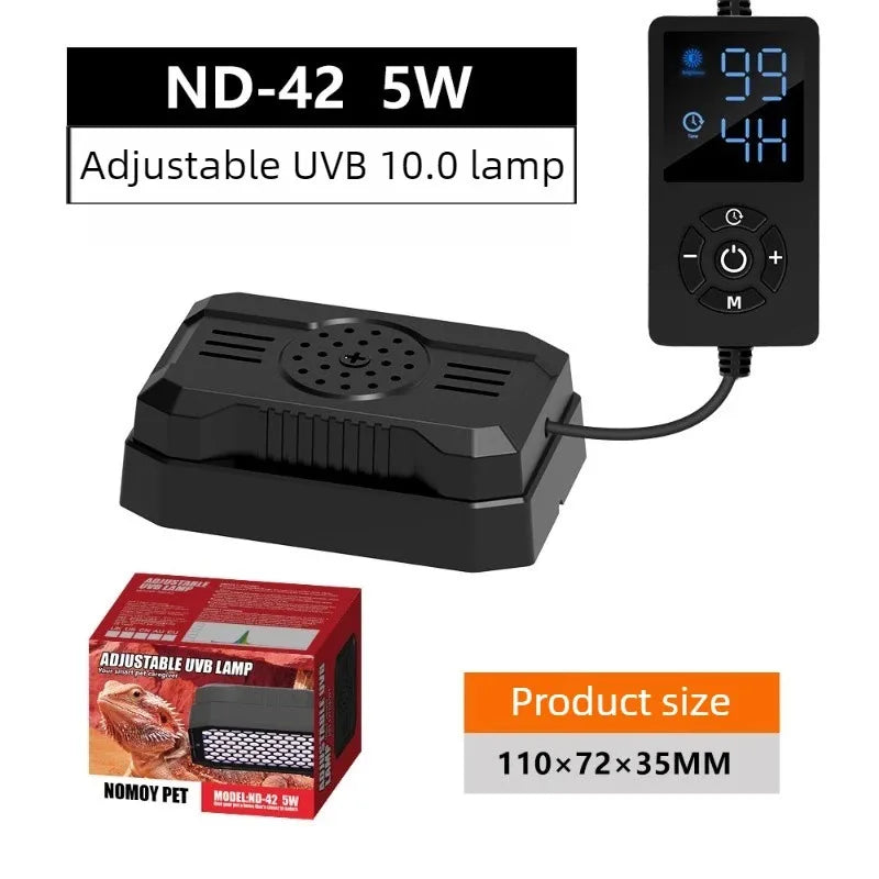Adjustable Reptile UVA/UVB LED Terrarium Light with Timer – 5W & 10W