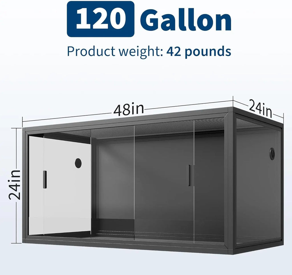 120 Gallon Reptile Enclosure 4x2x2 with Sliding Glass Doors