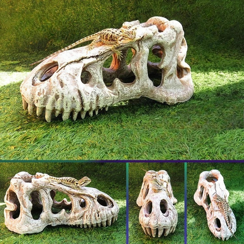 Reptile Skull Hideout & Terrarium Decor – Panda, Mammoth & T-Rex