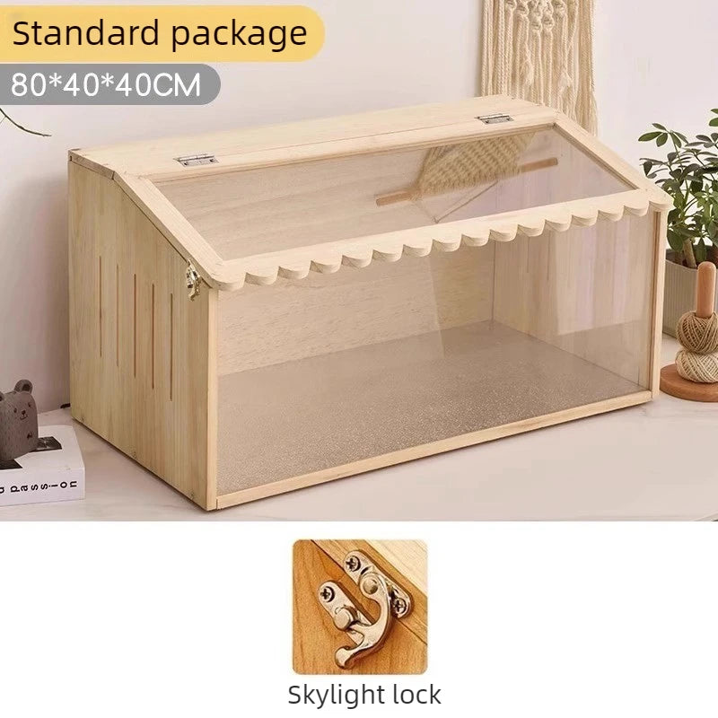 Reptile Pet Breeding Box Wooden Acrylic Chameleon Lizard Terrarium Ventilate Snake Hedgehog Box Reptile Breeding Case House