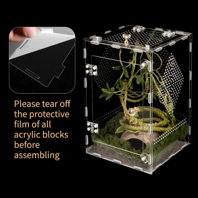 20x20x30cm Acrylic Reptile Terrarium with Ventilated Removable Lid