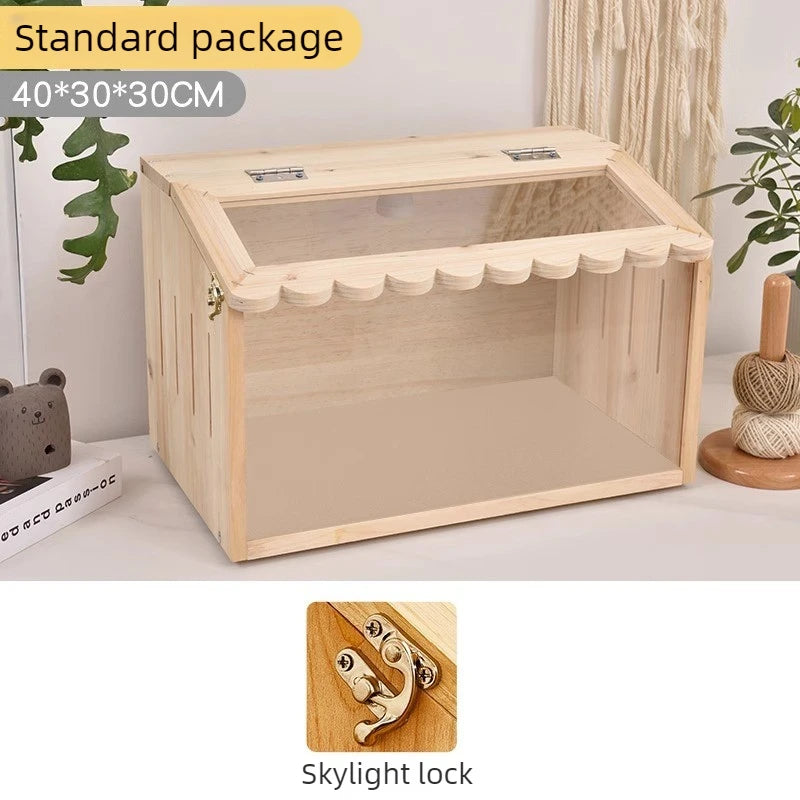 Reptile Pet Breeding Box Wooden Acrylic Chameleon Lizard Terrarium Ventilate Snake Hedgehog Box Reptile Breeding Case House