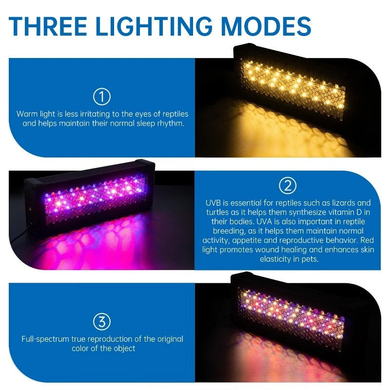 Reptile UVB Basking Light with 3 Lighting Modes & Multi-Function Controller