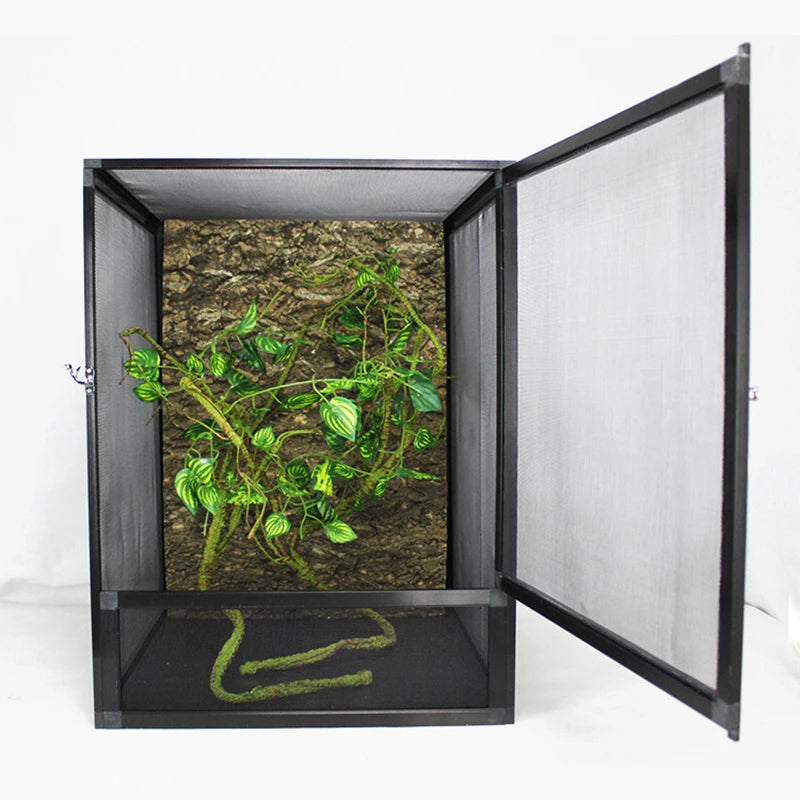 Reptile Terrarium Tall Landscape Ecological Tank Metal Mesh Door Breeding Cage Front Opening Reptile Rainforest Habitats