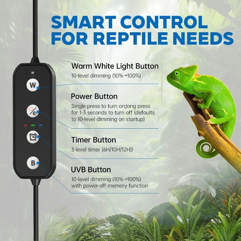 Reptile UVB Basking Light with 3 Lighting Modes & Multi-Function Controller