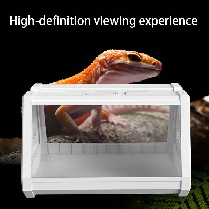 Reptile Terrarium Desktop Ecological Tank Escape-Proof Ventilated Habitat Breeding Box Mini Reptile Habitat for Gecko Snake Frog