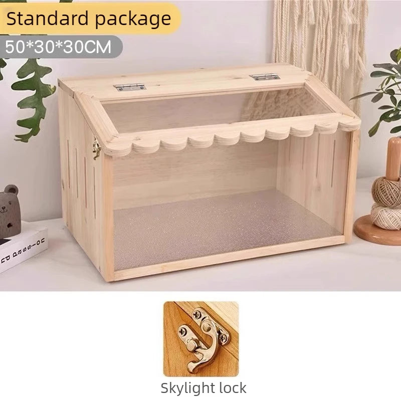 Reptile Pet Breeding Box Wooden Acrylic Chameleon Lizard Terrarium Ventilate Snake Hedgehog Box Reptile Breeding Case House