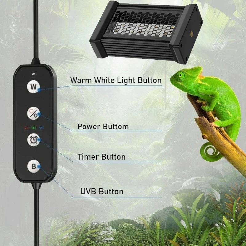 Reptile UVB Basking Light with 3 Lighting Modes & Multi-Function Controller
