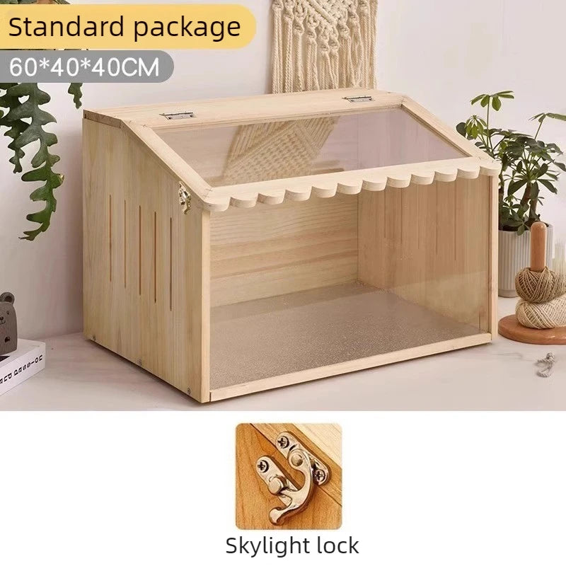 Reptile Pet Breeding Box Wooden Acrylic Chameleon Lizard Terrarium Ventilate Snake Hedgehog Box Reptile Breeding Case House