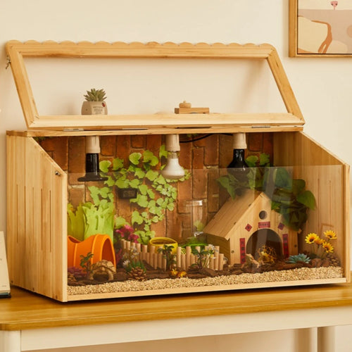 Reptile Pet Breeding Box Wooden Acrylic Chameleon Lizard Terrarium Ventilate Snake Hedgehog Box Reptile Breeding Case House