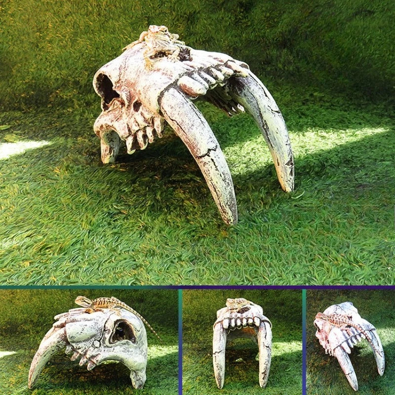 Reptile Skull Hideout & Terrarium Decor – Panda, Mammoth & T-Rex